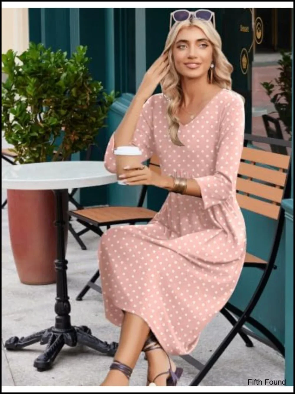 Women's Casual Midi T-Shirt Dress with Pockets 3/4 Sleeve Summer Sundress